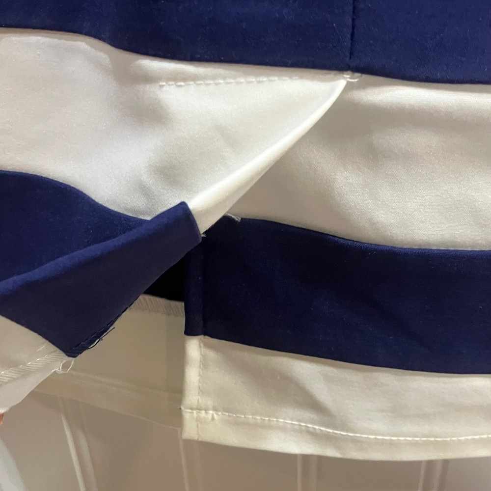 Paper Dolls London Navy White Stripe Cap Sleeve‎ Sheath Midi Dress US 8 Tall EUC - Picture 5 of 11